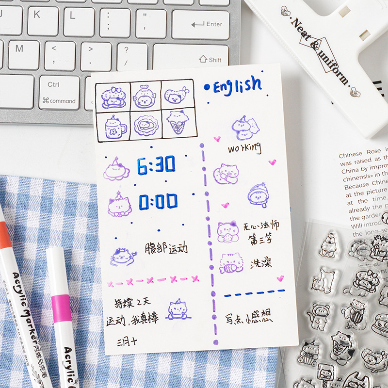 Meow Star se acerca, sello de silicona transparente, pequeño objeto lindo transfronterizo, sello de cuenta manual, sello de gato divertido de bricolaje