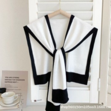 Color-Blocked Chanel-Style Spring and Autumn Korean-Style Knitted Summer Shawl Air Conditioning Shoulder Protector Versatile Fashion Scarf for Women