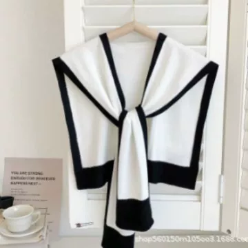 Color-Blocked Chanel-Style Spring and Autumn Korean-Style Knitted Summer Shawl Air Conditioning Shoulder Protector Versatile Fashion Scarf for Women