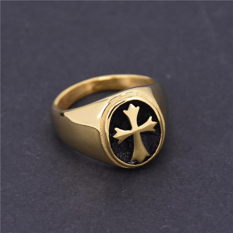 Holiday, Daily Occasion Titanium Steel Material Wholesale Jewelry Punk Cool Style Geometric Cross Titanium Steel Plating Rings