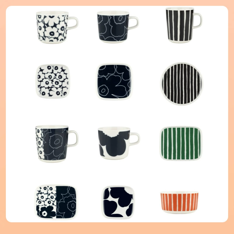2024 Xiaqiu новый MARIMEKKO MINI глубокий синий цветок/вертикальная керамика Мarks чашка блюдо китайские одноклассники