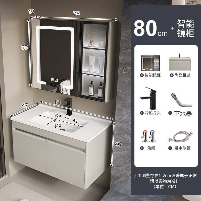 Baño colgado en la pared tipo lavado de cara lavado de manos tipo pequeño hogar todo en una bañera cerámica gabinete de baño de acero inoxidable combinación de lavabo de placa de roca