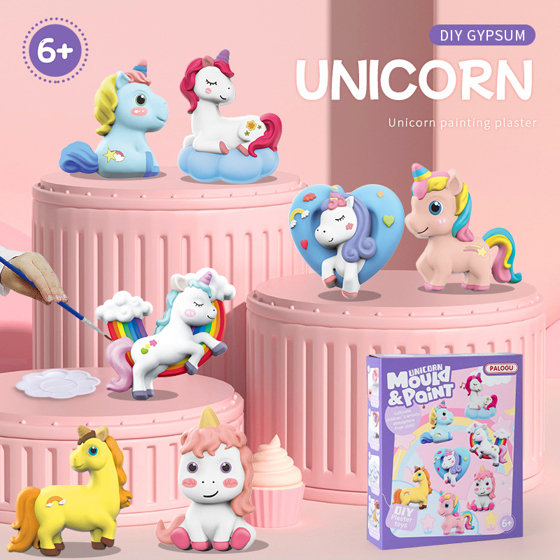 Hand-painted fridge magnet doodle painting set of full colors DIY plaster figurine white blank craft toy