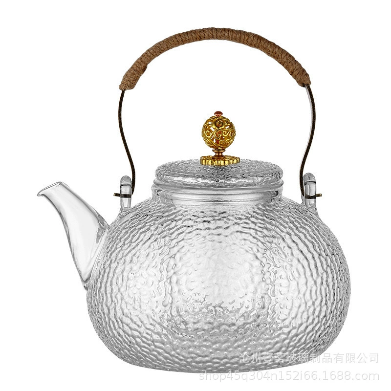 Стеклянный чайник, медный чайный сервиз