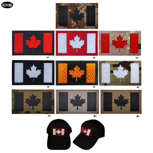 Tai Feng Canadian Flag Reflective IR Velcro Badge Maple Leaf Flag Tactical Morale Badge Luminous Engraved Cloth Sticker