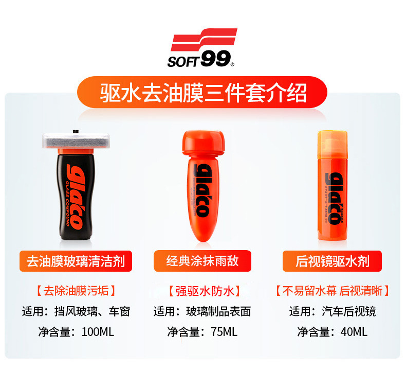Suitable for Soft99 Rain Enemy Car Windshield Rainproof Agent Car Window Removal Oil Film Cleaning Rearview Mirror Water Repellent