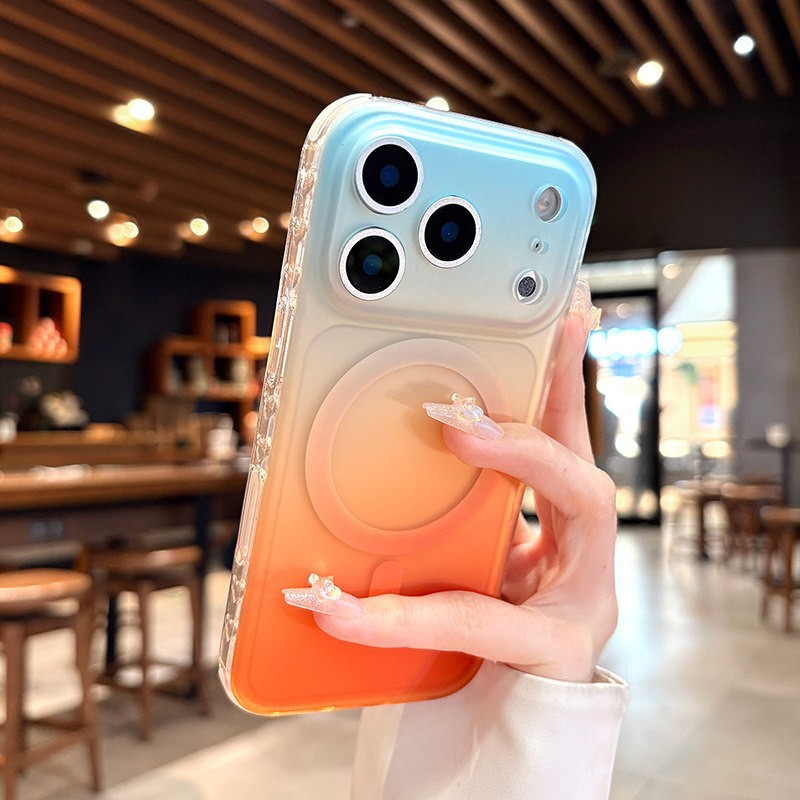 Doble cara esmerilado gradiente succión para iPhone17promax alto sentido caso de teléfono móvil nicho de Apple 15 anti-caída