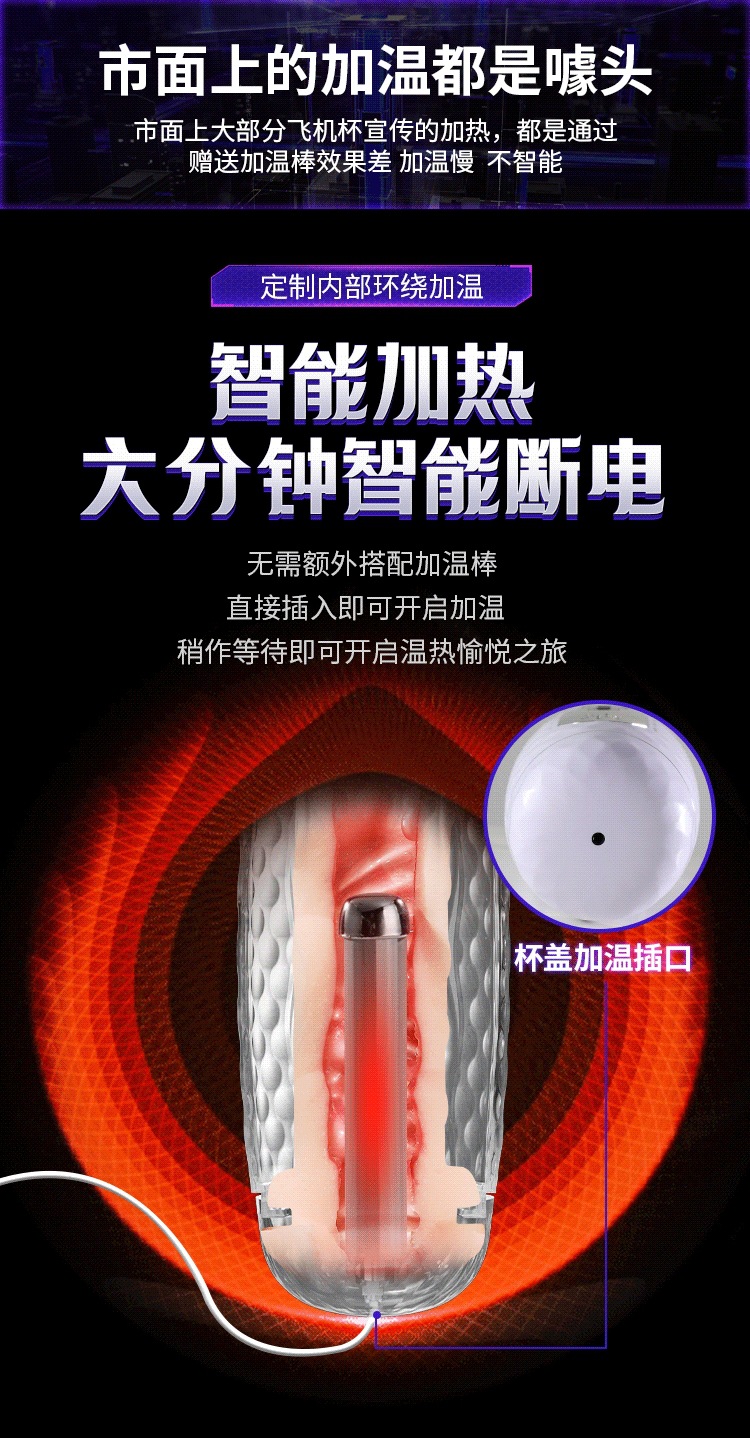 Double-Headed Male Masturbator with Vibration, Heating, Sound and Counting — detail image 18