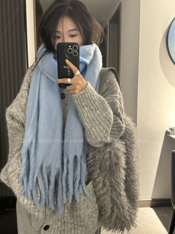 3827# YOLO SHOP 【慵懒LOOK】韩系休闲高领纽扣毛衣外套加厚上衣|undefined