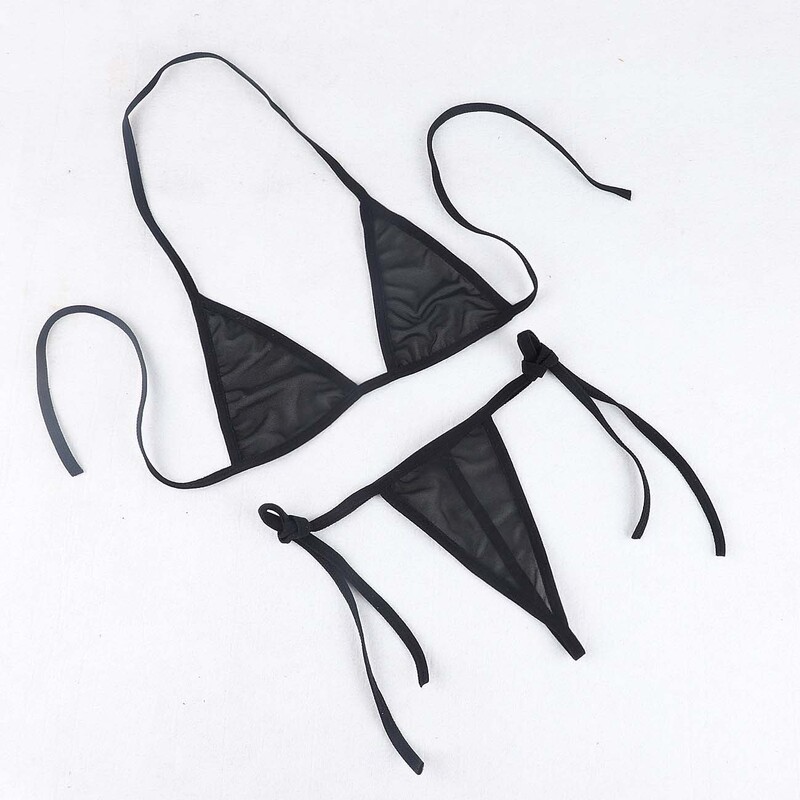 Cross-Border New Classic Three-Point T-Pants Mesh Strap Suit Sexy Intimates Lace-Up Bra and Panty Suit