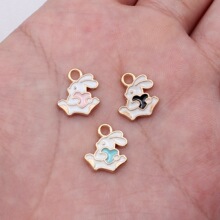 13X12mm 0.57g 多色 合金滴油兔子 手链挂饰耳饰项链 DIY饰品配件