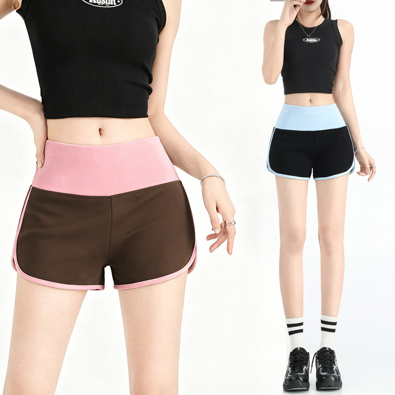 Wholesale 2026 Side-Striped Color-Block High-Waisted Sports Shorts New Style Hot Pants Slimming Hot Girl Long-Leg Casual Pants for Women