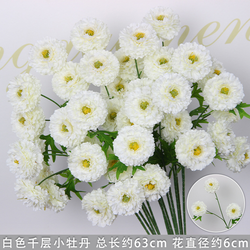 Bodas de flores de seda de imitación blanca flores falsas decorativas floral sala de bodas floral hogar ramo único camino de introducción de flores