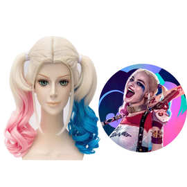 欧美跨进假发cos自杀小队哈莉奎茵小丑女渐变假发Harleen Quinzel