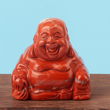 东陵玉佛公天然玉石摆件粉水晶雕刻件坐佛中式风水弥勒佛小摆饰