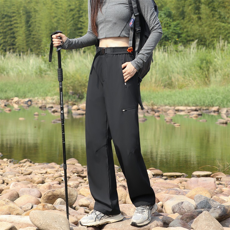 Women's Waterproof and Windproof Hiking Pants with Fleece Lining, Thickened for Warmth, Suitable for Camping, Triple Protection, High-Waisted, Slimming, for Spring, Autumn, and Winter Mountaineering