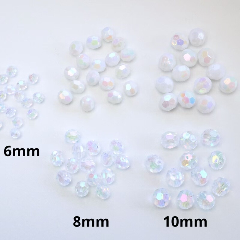 Color-plated 6-10mm transparent/porcelain white cut corner beads AB spacer beads DIY beaded mobile phone chain curtain material accessories
