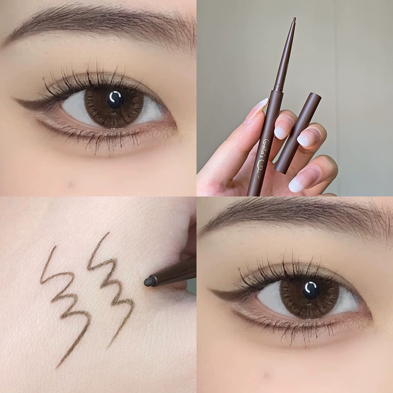 Карандаш- eyeliner Jili Gellas Eyeline Pen гладкий без осыпания, тонкий наконечник, цвет черный винно-красный