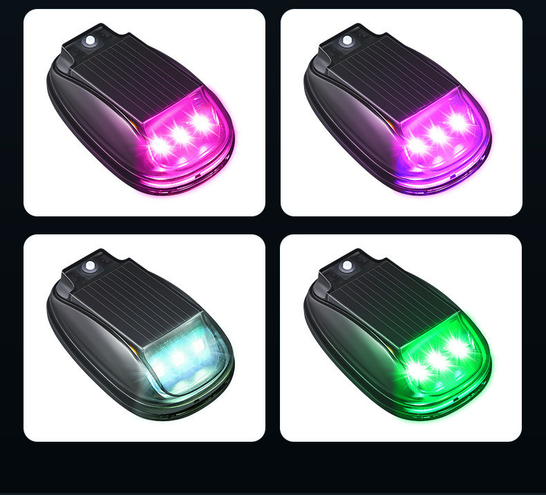 Off-Road Vehicle Suv Pickup Car Roof Led Solar Pilot Light Wiring-Free Modification Decorative Universal Warning Strobe Light