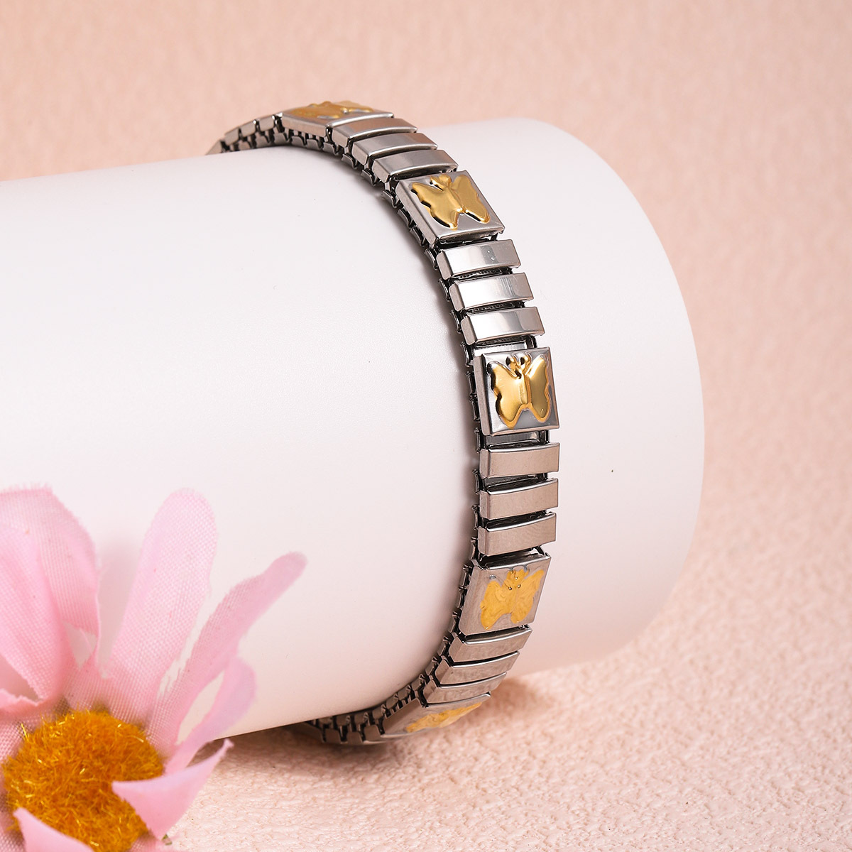 Classic Style Geometric Titanium Steel Italian Charm & Links Bracelets In Bulk display picture 1