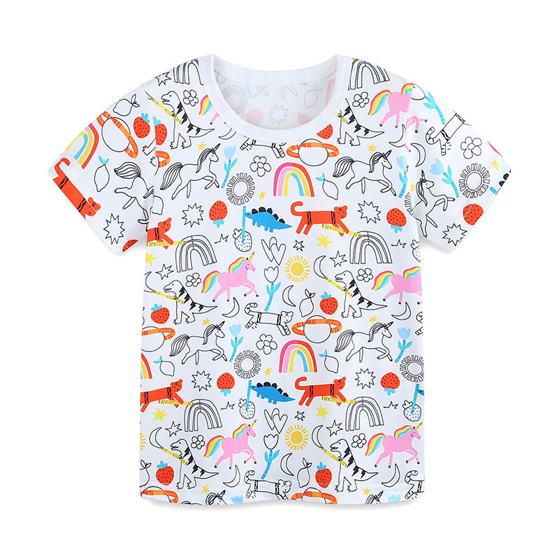 Paquete de mangas cortas para niños de estilo europeo y americano 25 nuevos juegos de ropa doméstica de niñas de verano de dos piezas de cuello redondo suministro transfronterizo de ocio