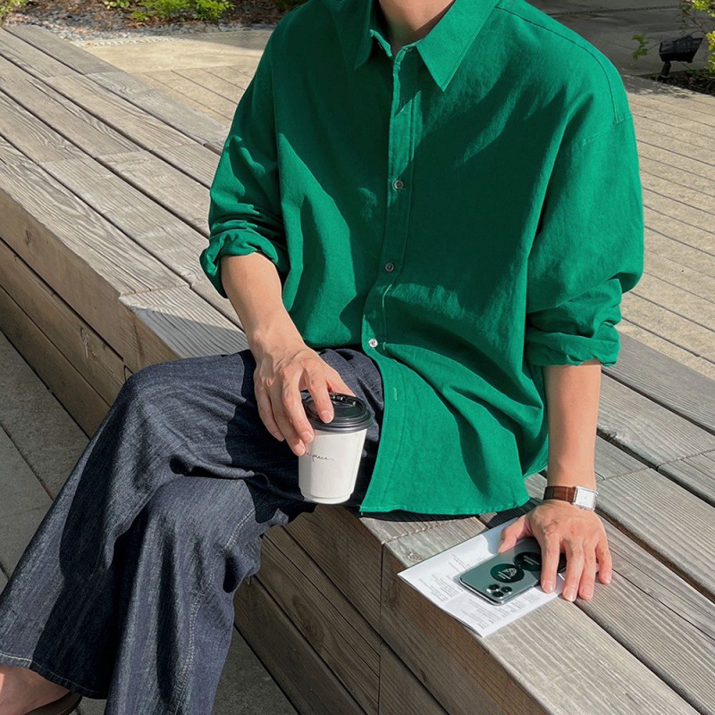 MYQ Long-sleeved Shirt Men's High-end Sense Duffian Handsome Jacket Spring and Autumn New Korean Style Loose Cotton Sense Shirt Trendy