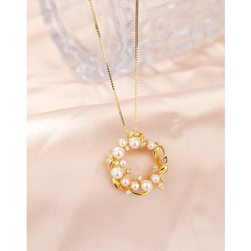 Collar de perlas artificiales de plata esterlina 925 mujeres de verano lujoso ligero nicho de moda de alto nivel colgante collar collar collar collar