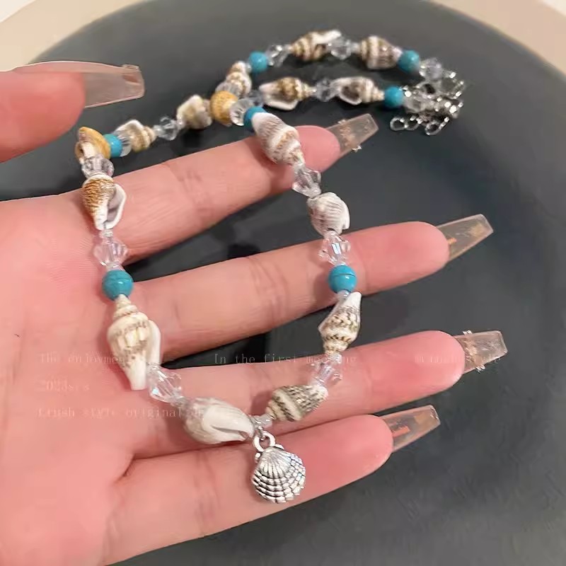 夏日海边多巴胺海星贝壳吊坠项链女度假风时尚锁骨链裙子配饰项链|undefined