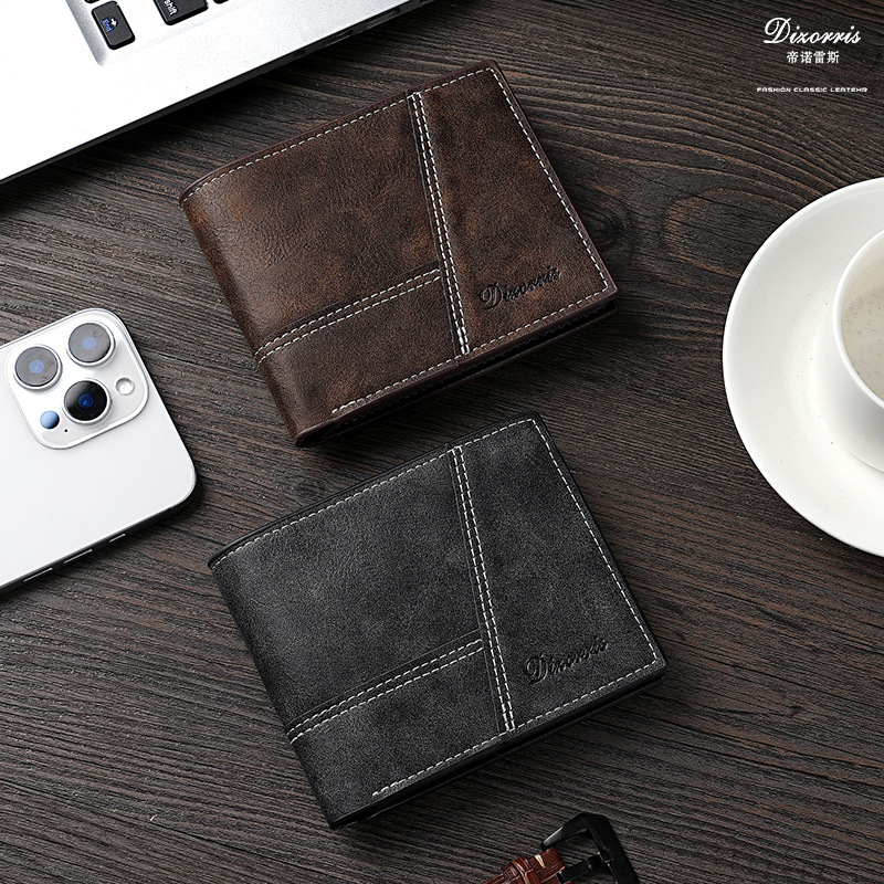 Nuevo hombre cartera corta comercio exterior ventas calientes retro cartera horizontal fábrica de cartera al por mayor tendencia