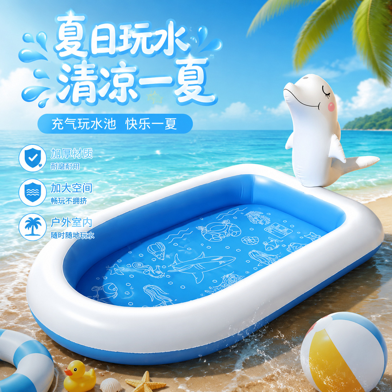 Inflatable swimming pool PVC play in water for home use