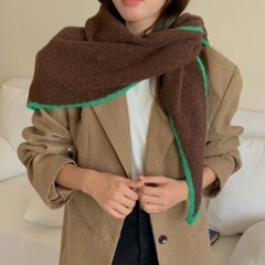 新款围巾韩版少女冬天高级感新款百搭拼色加厚保暖披肩毛线围脖