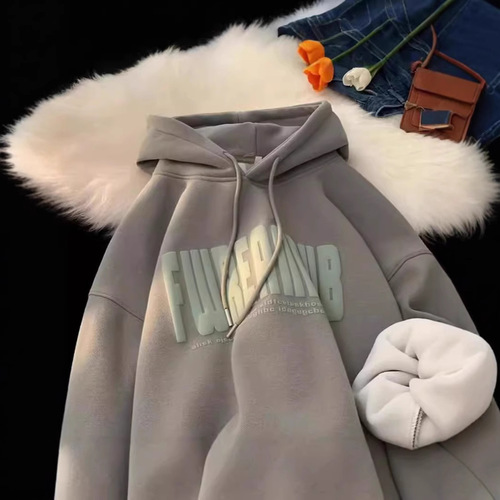 Cross-border American-style hooded sweatshirt for men 2024 autumn and winter new Hua cotton youth jacket for men versatile casual top
