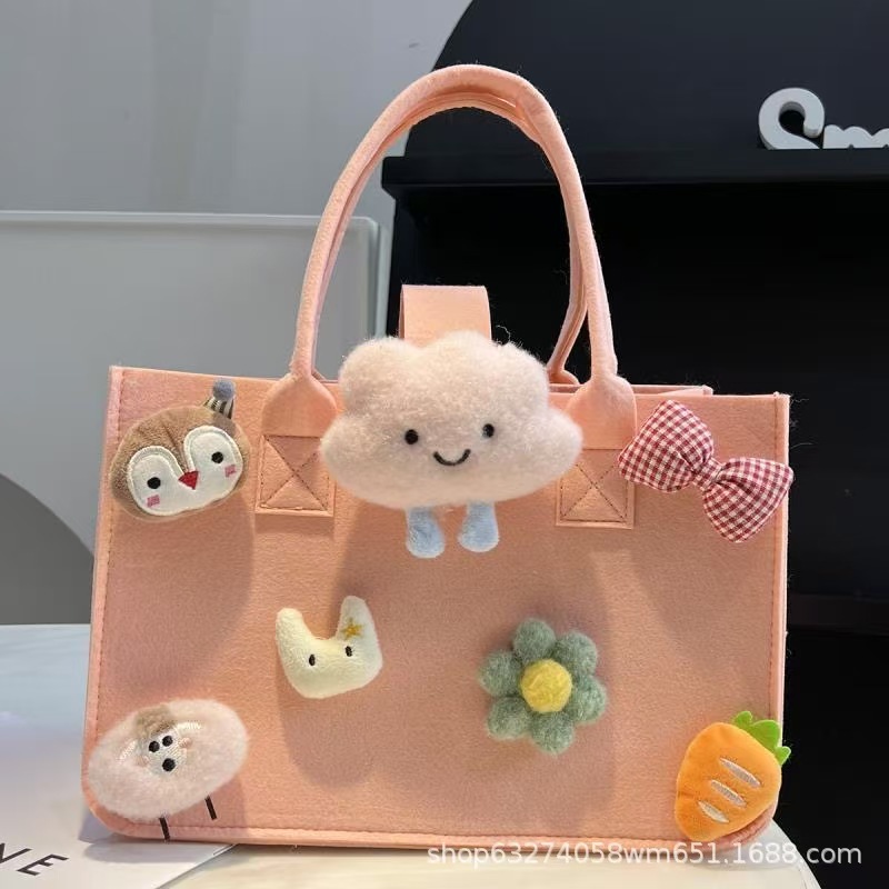 Fabricantes al por mayor en línea sobre rojo bolso de fieltro bolso de mano regalo de dibujos animados bolso de fieltro promoción de apertura bolso de regalo almacenamiento