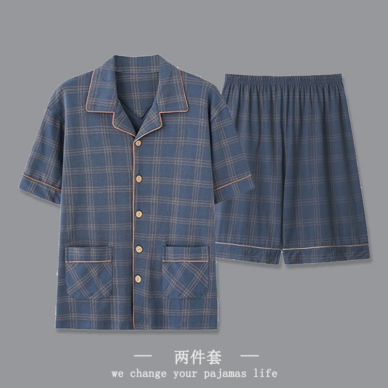 Pijamas de verano de algodón de manga corta de ocio de tamaño grande suelto de verano delgado cardigan de algodón de alta calidad conjunto de ropa para el hogar