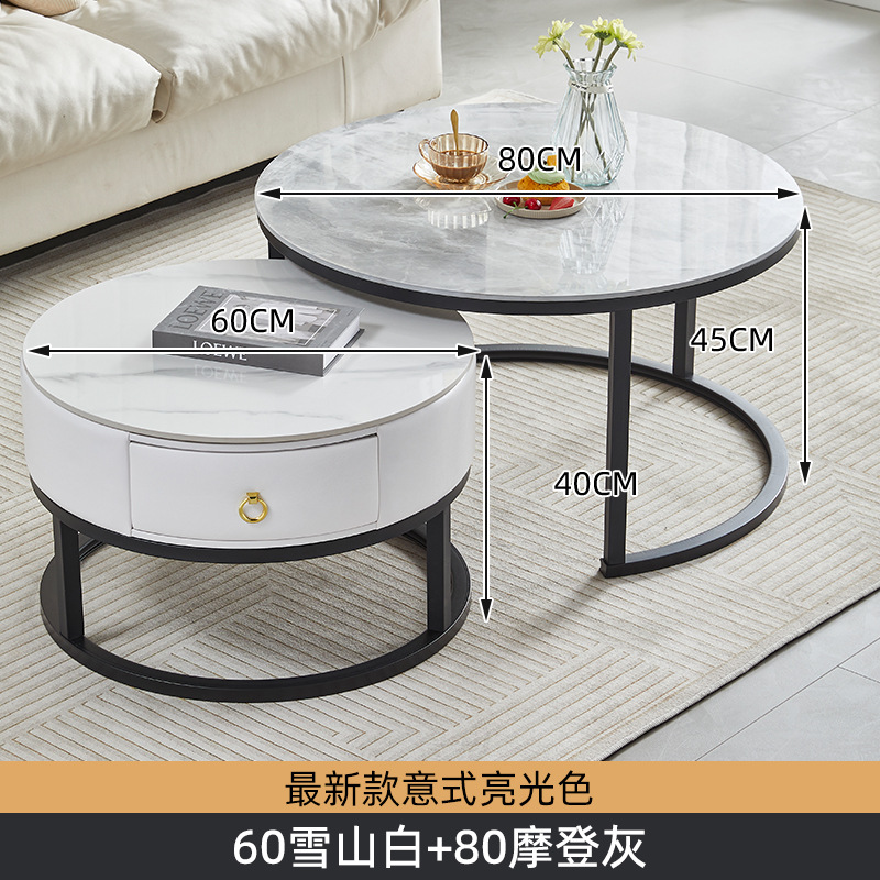 Mesa de té de roca simple mesa redonda doméstica sala de estar lujosa moderna popularidad de la red pequeña mesa de té muebles