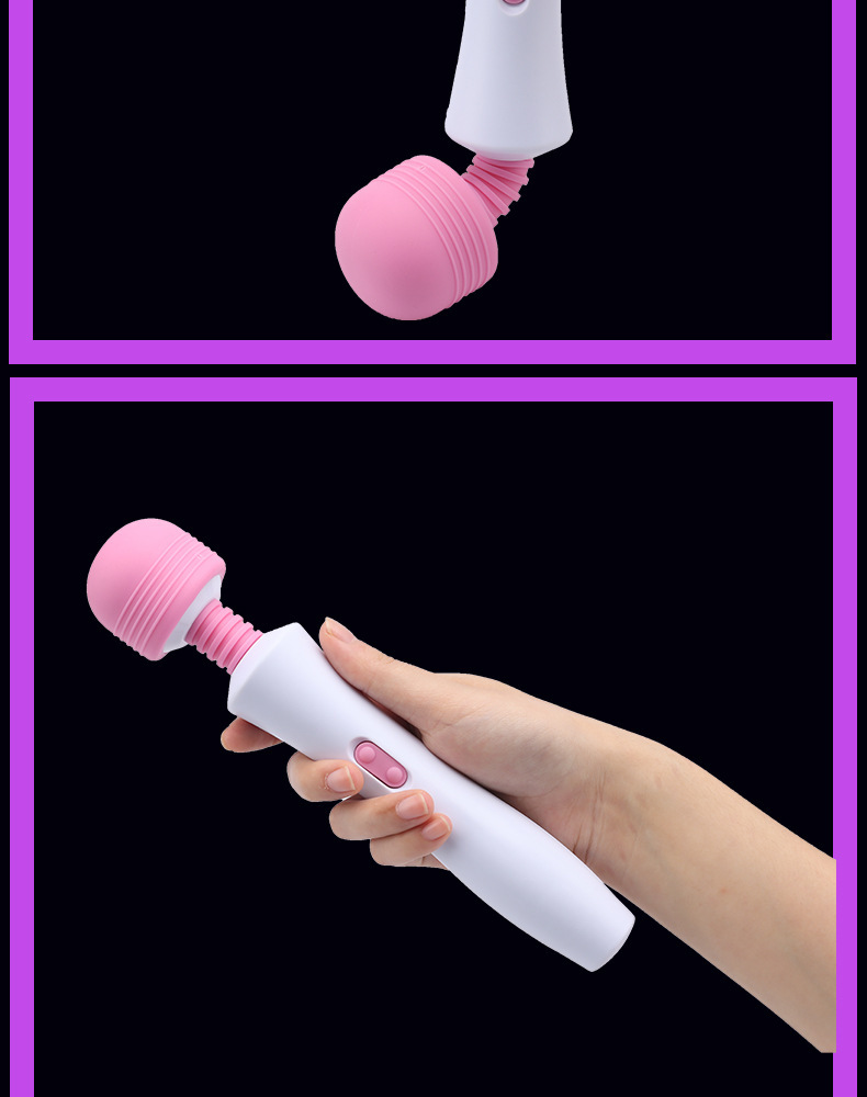 Wave AV Wand Vibrator, USB Rechargeable Wireless, 12 Frequency Modes, Pink-White — detail image 17