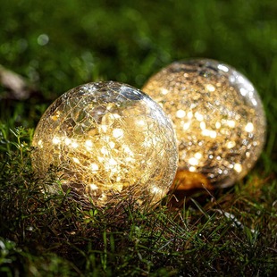 Cross-Border Outdoor Solar Lawn Crackle Ball Lamp Ornament Glass Ball Decorative Lamp Led Outdoor Garden Lamp