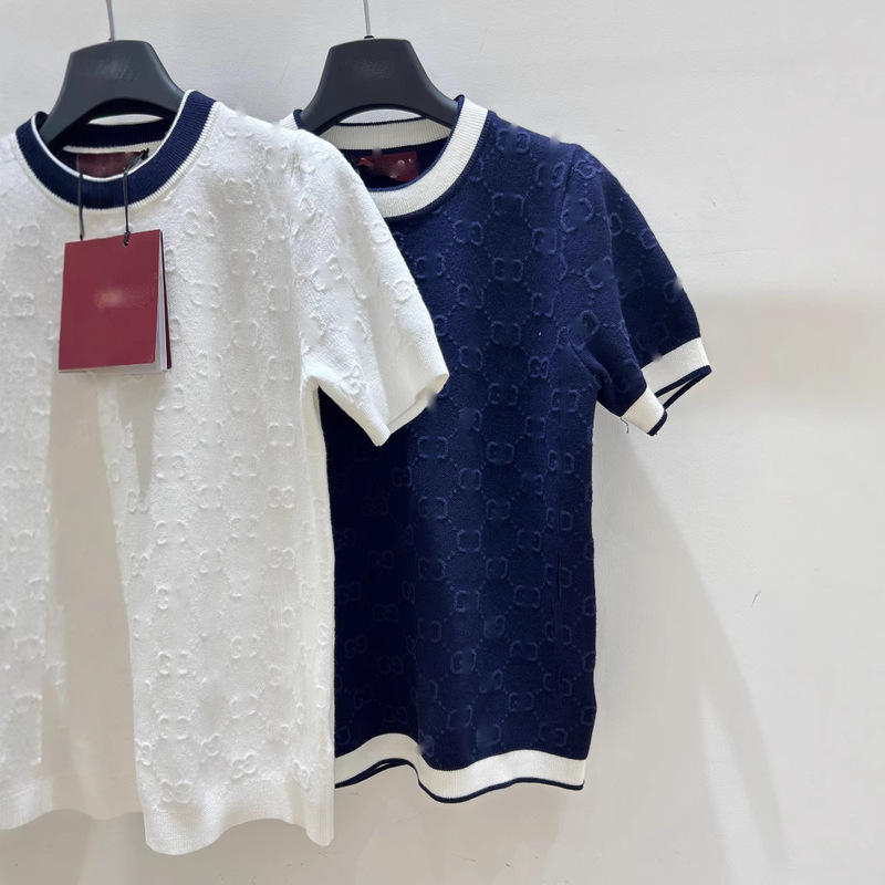 Shenzhen Nanyou High-Quality g Brand 26 Spring/Summer New Monogram Full-Print Round-Neck Short-Sleeve Knit Top for Women Shenzhen Nanyou High-Quality g Brand 26 Spring/Summer New Monogram Full-Print Round-Neck Short-Sleeve Knit Top for Women