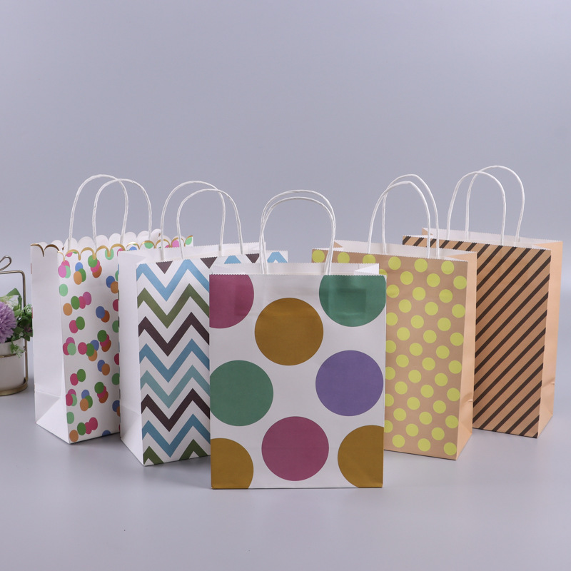彩色手提袋牛皮纸袋奶茶外卖打包袋酒袋服装方底礼品袋现货批发
