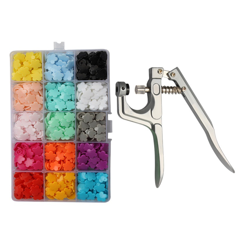 Amazon T5 cuatro-articulación hebilla amor resina estrella de cinco puntas Botón de plástico herramienta de instalación de prensa de mano alicates traje