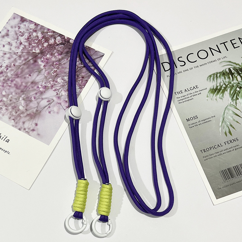 조절 가능한 긴 로프 - 녹색 매듭이 있는 진한 보라색 로프