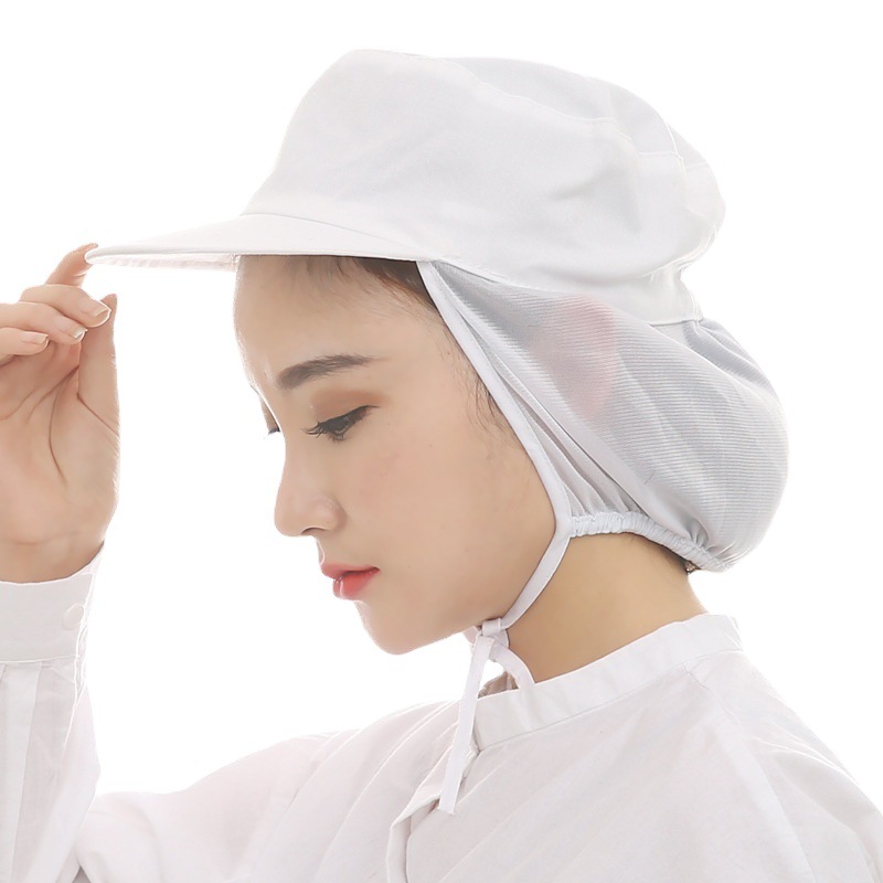 Food factory hat/workshop dustproof breathable net cap sanitary with eaves duck tongue work Cap White cap factory hat