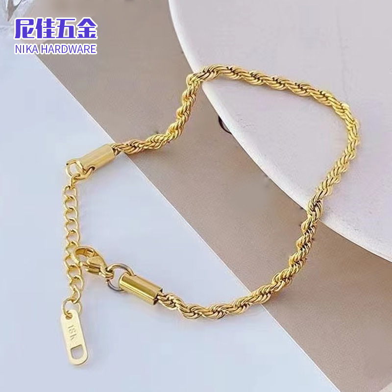Factory direct ins Wind twist chain base chain bracelet stainless steel furnace vacuum plating 18K gold necklace Factory direct ins Wind twist chain base chain bracelet stainless steel furnace vacuum plating 18K gold necklace