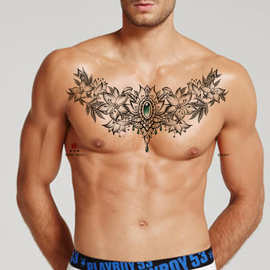 胸贴纹身贴龙头花胸纹身贴防水纹身贴翅膀英文素花个性纹身贴