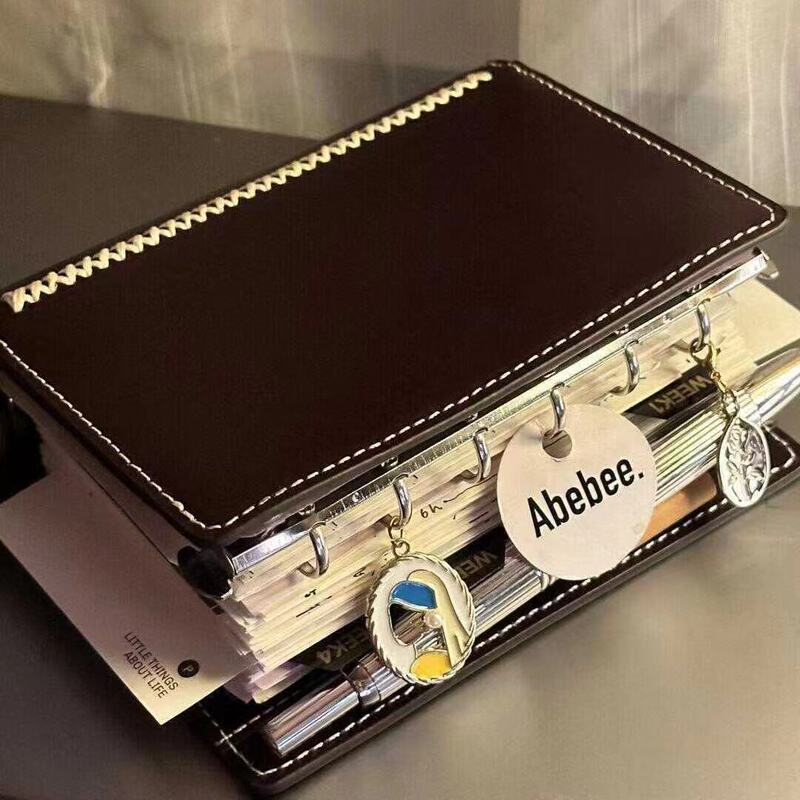 レトロなダークブラウン m5 ルーズリーフ手元帳手作りレザー高価値ポータブルスケジュールノートブック|undefined