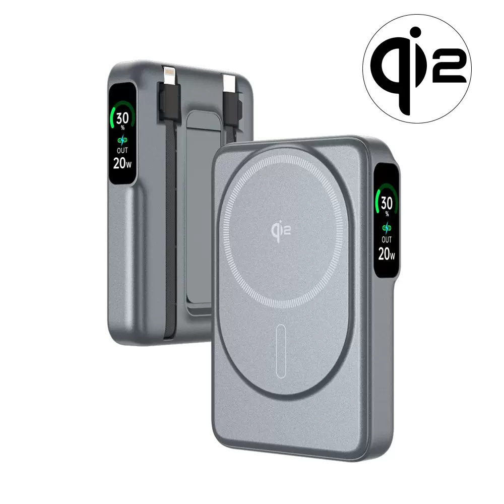 动态屏幕1万自带双线磁吸五合一充电宝支架充电宝22.5w超级快充