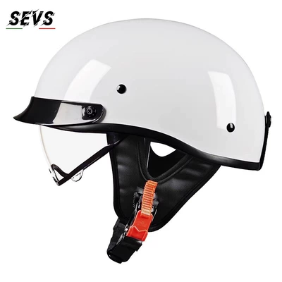 Motosiklet kaskı (dəbilqə) — certified retro motorcycle helmet for - bright-white-transparent-m