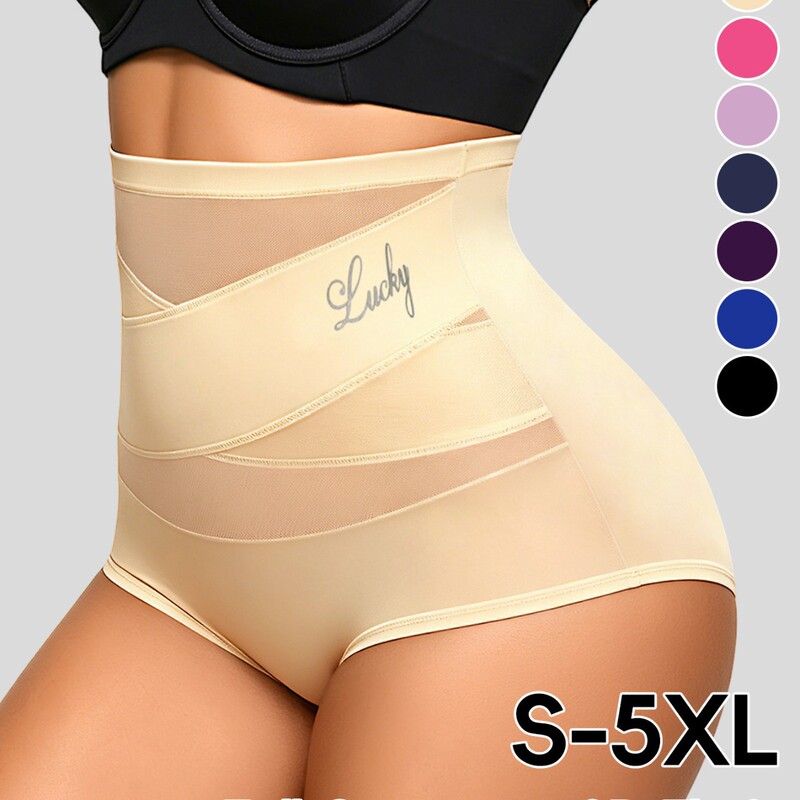 Cross-Border European and American High-Waisted Seamless Panties for Women, Large Size, Butt-Lifting, Breathable, Sexy Briefs, Lucky Brand Model