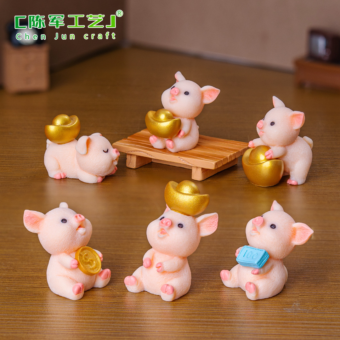Heo phát tài mini, phụ kiện tiểu cảnh rêu ô tô bàn làm việc trang trí DIY ngẫu nhiên (z-CJ-553)
