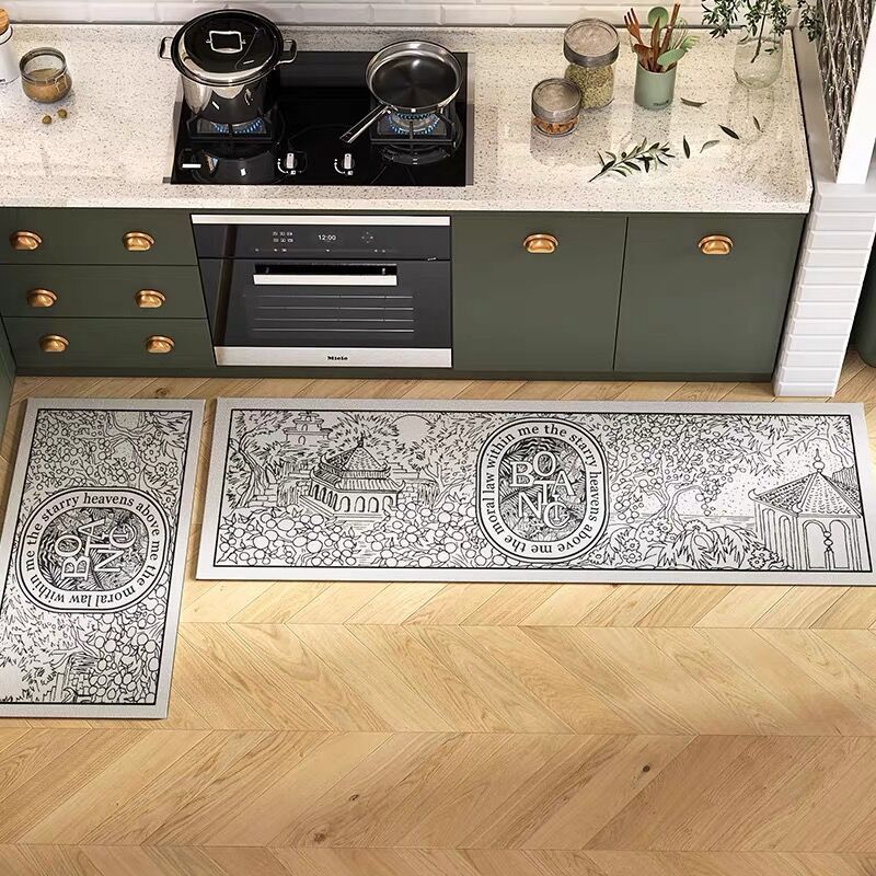 American style Retro kitchen water uptake door mat household Strip science and technology water uptake Cushion Quick drying Suction Mat On behalf of